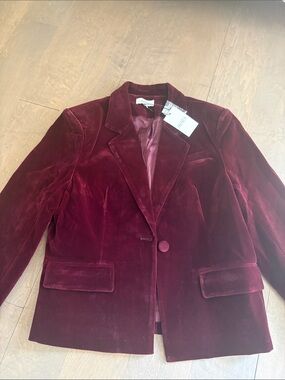 Avara Evie Women's Velvet Blazer Jacket - Burgundy